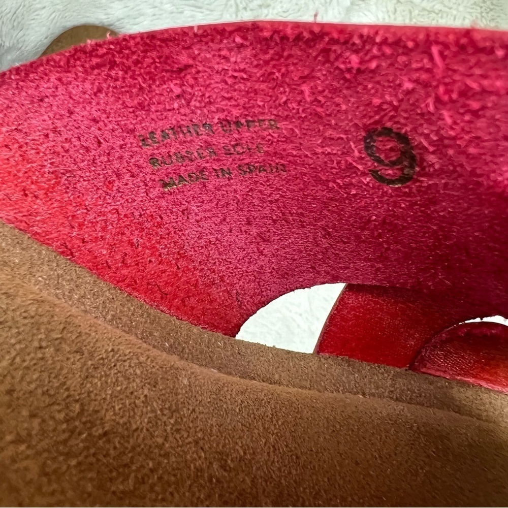 Yokono Spain Candela Red Leather Criss Cross Cork Wedge Slip On Sandals, Sz 9 - Picture 6 of 8